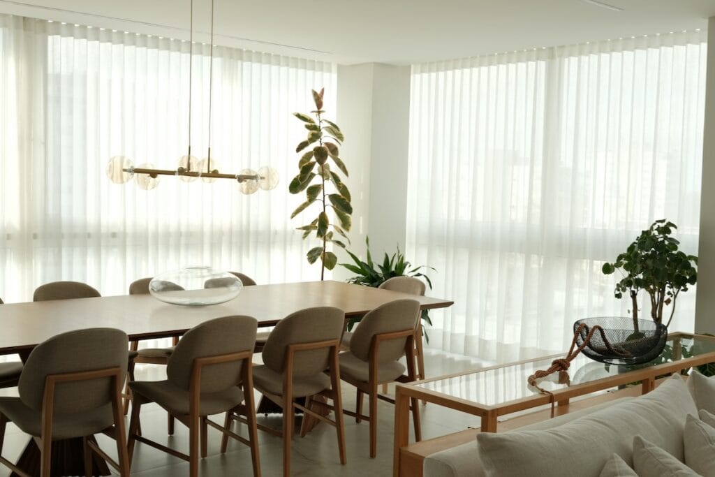 contemporary living room with large windows